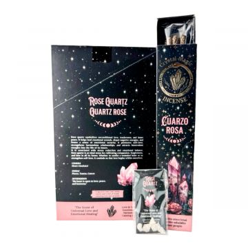 Crystal Magic Rose Quartz Incense Sticks With Crystals, 7 Sticks + 5 Crystals x 12 Boxes